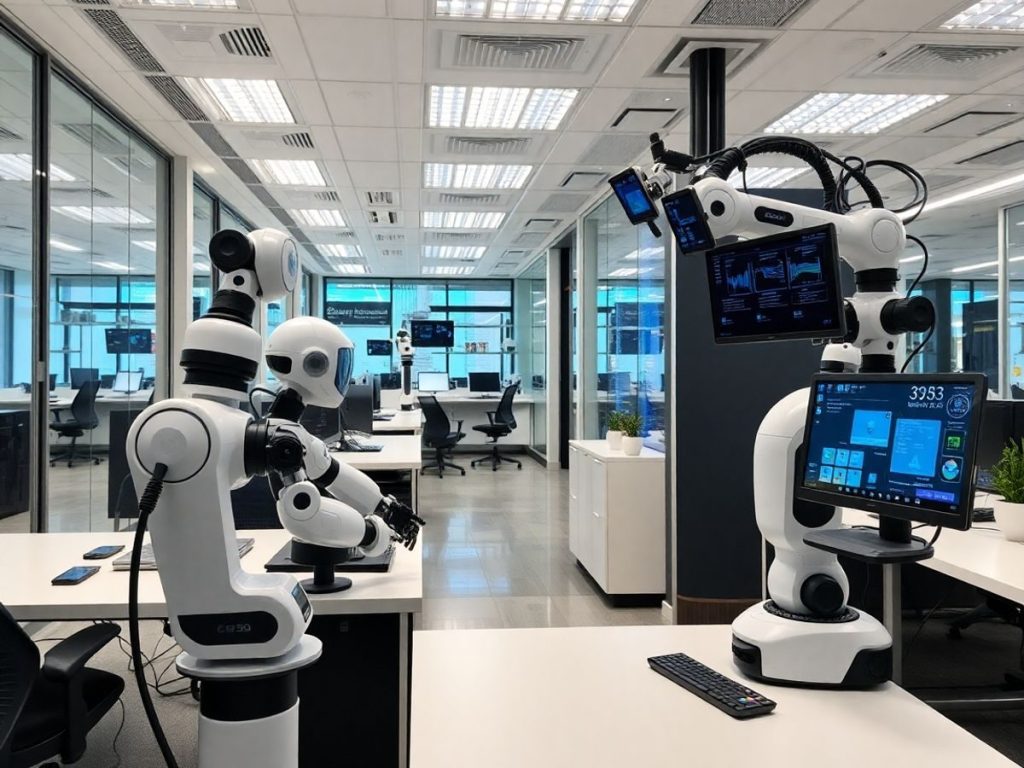 Birou modern cu sisteme automate pentru afaceri.
